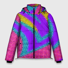 Мужская зимняя куртка 3D с принтом Круглые пиксели в Кировске, верх — 100% полиэстер; подкладка — 100% полиэстер; утеплитель — 100% полиэстер | длина ниже бедра, свободный силуэт Оверсайз. Есть воротник-стойка, отстегивающийся капюшон и ветрозащитная планка. 

Боковые карманы с листочкой на кнопках и внутренний карман на молнии. | 