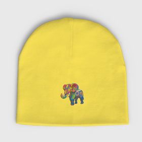 Мужская шапка демисезонная с принтом Разноцветный слоник в Тюмени,  |  | Тематика изображения на принте: 