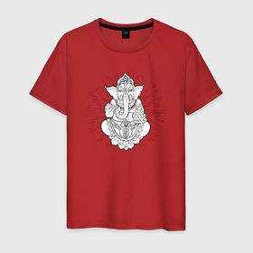 Мужская футболка хлопок с принтом Буддийский слон в Курске, 100% хлопок | прямой крой, круглый вырез горловины, длина до линии бедер, слегка спущенное плечо. | 