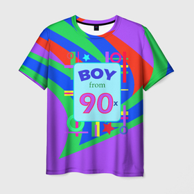Мужская футболка 3D с принтом Мальчик из 90 х в Петрозаводске, 100% полиэфир | прямой крой, круглый вырез горловины, длина до линии бедер | 
