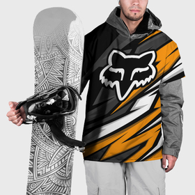 Накидка на куртку 3D с принтом Fox motocross racing   orange в Екатеринбурге, 100% полиэстер |  | 
