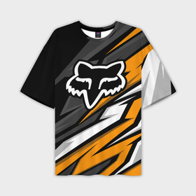 Мужская футболка oversize 3D с принтом Fox motocross racing   orange в Тюмени,  |  | 