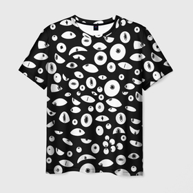 Мужская футболка 3D с принтом Черно белые глаза в Белгороде, 100% полиэфир | прямой крой, круглый вырез горловины, длина до линии бедер | 
