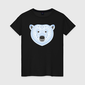 Женская футболка хлопок с принтом Полярный медведь в Кировске, 100% хлопок | прямой крой, круглый вырез горловины, длина до линии бедер, слегка спущенное плечо | 