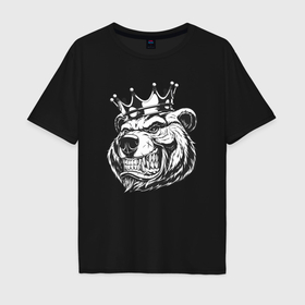 Мужская футболка хлопок Oversize с принтом King bear , 100% хлопок | свободный крой, круглый ворот, “спинка” длиннее передней части | Тематика изображения на принте: 