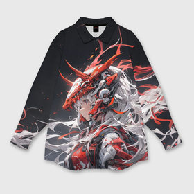 Мужская рубашка oversize 3D с принтом Боевая девушка дракон в Курске,  |  | 
