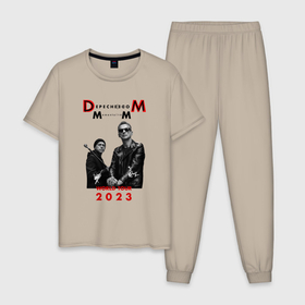 Мужская пижама хлопок с принтом Depeche Mode 2023 Memento Mori   Dave  Martin 03 в Белгороде, 100% хлопок | брюки и футболка прямого кроя, без карманов, на брюках мягкая резинка на поясе и по низу штанин
 | 