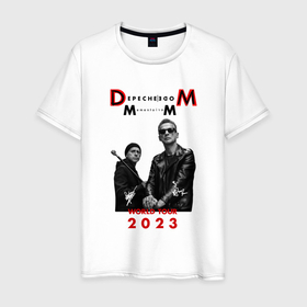 Мужская футболка хлопок с принтом Depeche Mode   Memento mori tour в Петрозаводске, 100% хлопок | прямой крой, круглый вырез горловины, длина до линии бедер, слегка спущенное плечо. | 