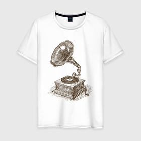 Мужская футболка хлопок с принтом Retro sound в Белгороде, 100% хлопок | прямой крой, круглый вырез горловины, длина до линии бедер, слегка спущенное плечо. | 