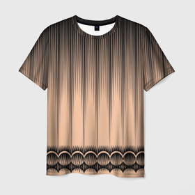Мужская футболка 3D с принтом Персиковый полосатый градиент в Тюмени, 100% полиэфир | прямой крой, круглый вырез горловины, длина до линии бедер | 
