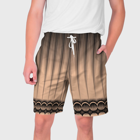 Мужские шорты 3D с принтом Персиковый полосатый градиент в Тюмени,  полиэстер 100% | прямой крой, два кармана без застежек по бокам. Мягкая трикотажная резинка на поясе, внутри которой широкие завязки. Длина чуть выше колен | 