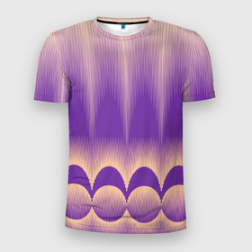 Мужская футболка 3D Slim с принтом фиолетовый градиент в полоску , 100% полиэстер с улучшенными характеристиками | приталенный силуэт, круглая горловина, широкие плечи, сужается к линии бедра | 