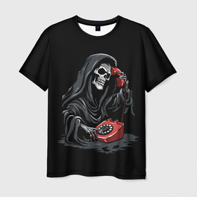 Мужская футболка 3D с принтом Звонок смерти в Тюмени, 100% полиэфир | прямой крой, круглый вырез горловины, длина до линии бедер | 