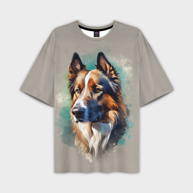 Мужская футболка oversize 3D с принтом Голова собаки в Кировске,  |  | 