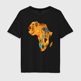 Мужская футболка хлопок Oversize с принтом Красочная Африка в Курске, 100% хлопок | свободный крой, круглый ворот, “спинка” длиннее передней части | 