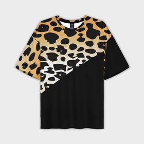 Мужская футболка oversize 3D с принтом Леопардовые пятна с черным цветом в Новосибирске,  |  | Тематика изображения на принте: 