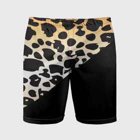 Мужские шорты спортивные с принтом Леопардовые пятна с черным цветом в Новосибирске,  |  | Тематика изображения на принте: 
