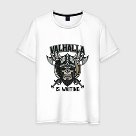 Мужская футболка хлопок с принтом Valhalla Is Waintng в Кировске, 100% хлопок | прямой крой, круглый вырез горловины, длина до линии бедер, слегка спущенное плечо. | 