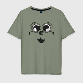 Мужская футболка хлопок Oversize с принтом смешная рожица очкарик в Екатеринбурге, 100% хлопок | свободный крой, круглый ворот, “спинка” длиннее передней части | Тематика изображения на принте: 