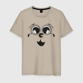 Мужская футболка хлопок с принтом смешная рожица очкарик в Екатеринбурге, 100% хлопок | прямой крой, круглый вырез горловины, длина до линии бедер, слегка спущенное плечо. | Тематика изображения на принте: 