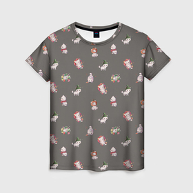 Женская футболка 3D с принтом Осенние котята в Курске, 100% полиэфир ( синтетическое хлопкоподобное полотно) | прямой крой, круглый вырез горловины, длина до линии бедер | 