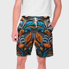 Мужские шорты 3D с принтом Mirrow floral pattern   art   vogue в Белгороде,  полиэстер 100% | прямой крой, два кармана без застежек по бокам. Мягкая трикотажная резинка на поясе, внутри которой широкие завязки. Длина чуть выше колен | 
