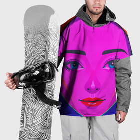 Накидка на куртку 3D с принтом Девушка с голубыми глазами и фиолетовым лицом , 100% полиэстер |  | 