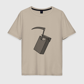 Мужская футболка хлопок Oversize с принтом Smoking realy dead в Курске, 100% хлопок | свободный крой, круглый ворот, “спинка” длиннее передней части | Тематика изображения на принте: 