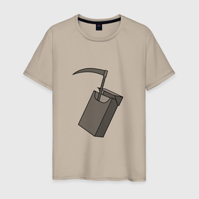 Мужская футболка хлопок с принтом Smoking realy dead в Курске, 100% хлопок | прямой крой, круглый вырез горловины, длина до линии бедер, слегка спущенное плечо. | Тематика изображения на принте: 