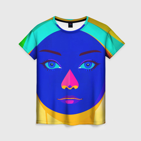 Женская футболка 3D с принтом Девушка монашка с синим лицом в Курске, 100% полиэфир ( синтетическое хлопкоподобное полотно) | прямой крой, круглый вырез горловины, длина до линии бедер | 
