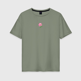 Женская футболка хлопок Oversize с принтом Нежный акварельный розовый цветок шиповника в Кировске, 100% хлопок | свободный крой, круглый ворот, спущенный рукав, длина до линии бедер
 | 
