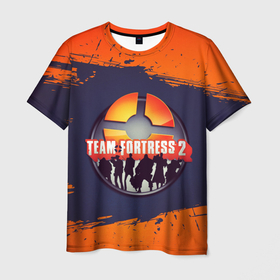 Мужская футболка 3D с принтом Лого Team Fortress 2 в Тюмени, 100% полиэфир | прямой крой, круглый вырез горловины, длина до линии бедер | 