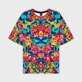 Мужская футболка oversize 3D с принтом Зеркальный цветочный паттерн   мода в Курске,  |  | 