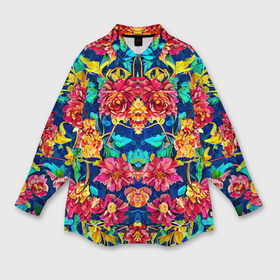 Женская рубашка oversize 3D с принтом Зеркальный цветочный паттерн   мода в Тюмени,  |  | 