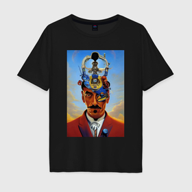 Мужская футболка хлопок Oversize с принтом Salvador Dali   surrealism в Екатеринбурге, 100% хлопок | свободный крой, круглый ворот, “спинка” длиннее передней части | 