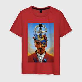 Мужская футболка хлопок с принтом Salvador Dali   surrealism в Екатеринбурге, 100% хлопок | прямой крой, круглый вырез горловины, длина до линии бедер, слегка спущенное плечо. | 