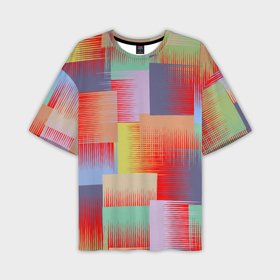 Мужская футболка oversize 3D с принтом Веселая разноцветная клетка в Курске,  |  | 