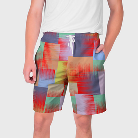 Мужские шорты 3D с принтом Веселая разноцветная клетка в Тюмени,  полиэстер 100% | прямой крой, два кармана без застежек по бокам. Мягкая трикотажная резинка на поясе, внутри которой широкие завязки. Длина чуть выше колен | 