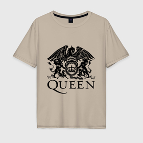 Мужская футболка хлопок Oversize с принтом Queen   logo , 100% хлопок | свободный крой, круглый ворот, “спинка” длиннее передней части | 