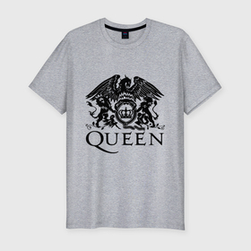 Мужская футболка хлопок Slim с принтом Queen   logo , 92% хлопок, 8% лайкра | приталенный силуэт, круглый вырез ворота, длина до линии бедра, короткий рукав | Тематика изображения на принте: 