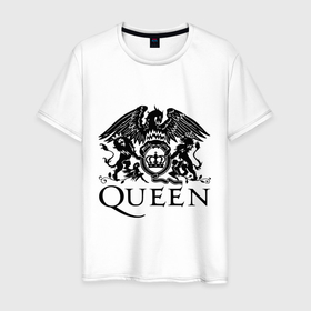 Мужская футболка хлопок с принтом Queen   logo , 100% хлопок | прямой крой, круглый вырез горловины, длина до линии бедер, слегка спущенное плечо. | 