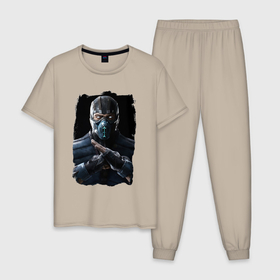Мужская пижама хлопок с принтом Mortal Kombat 1 , 100% хлопок | брюки и футболка прямого кроя, без карманов, на брюках мягкая резинка на поясе и по низу штанин
 | 