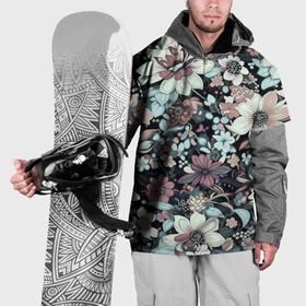 Накидка на куртку 3D с принтом Цветочный паттерн тёмный в Кировске, 100% полиэстер |  | Тематика изображения на принте: 