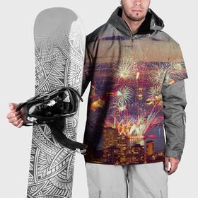 Накидка на куртку 3D с принтом Салют в ночном небе в Петрозаводске, 100% полиэстер |  | 