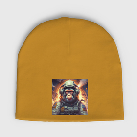 Мужская шапка демисезонная с принтом Обезьяна космонавт в Тюмени,  |  | Тематика изображения на принте: 