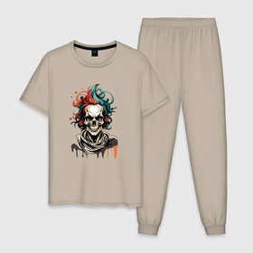 Мужская пижама хлопок с принтом Типа Джокер , 100% хлопок | брюки и футболка прямого кроя, без карманов, на брюках мягкая резинка на поясе и по низу штанин
 | 