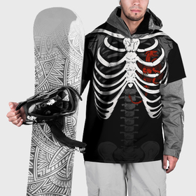 Накидка на куртку 3D с принтом Скелет: ребра с драконом в Кировске, 100% полиэстер |  | Тематика изображения на принте: 