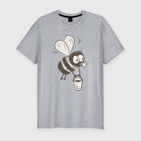 Мужская футболка хлопок Slim с принтом Пчёлка с ведром мёда в Курске, 92% хлопок, 8% лайкра | приталенный силуэт, круглый вырез ворота, длина до линии бедра, короткий рукав | 