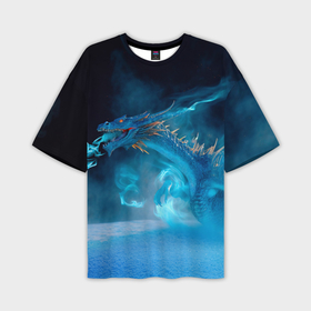 Мужская футболка oversize 3D с принтом Зимний ледяной дракон в Тюмени,  |  | 