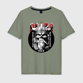 Мужская футболка хлопок Oversize с принтом AC DC рок на вечно в Курске, 100% хлопок | свободный крой, круглый ворот, “спинка” длиннее передней части | 
